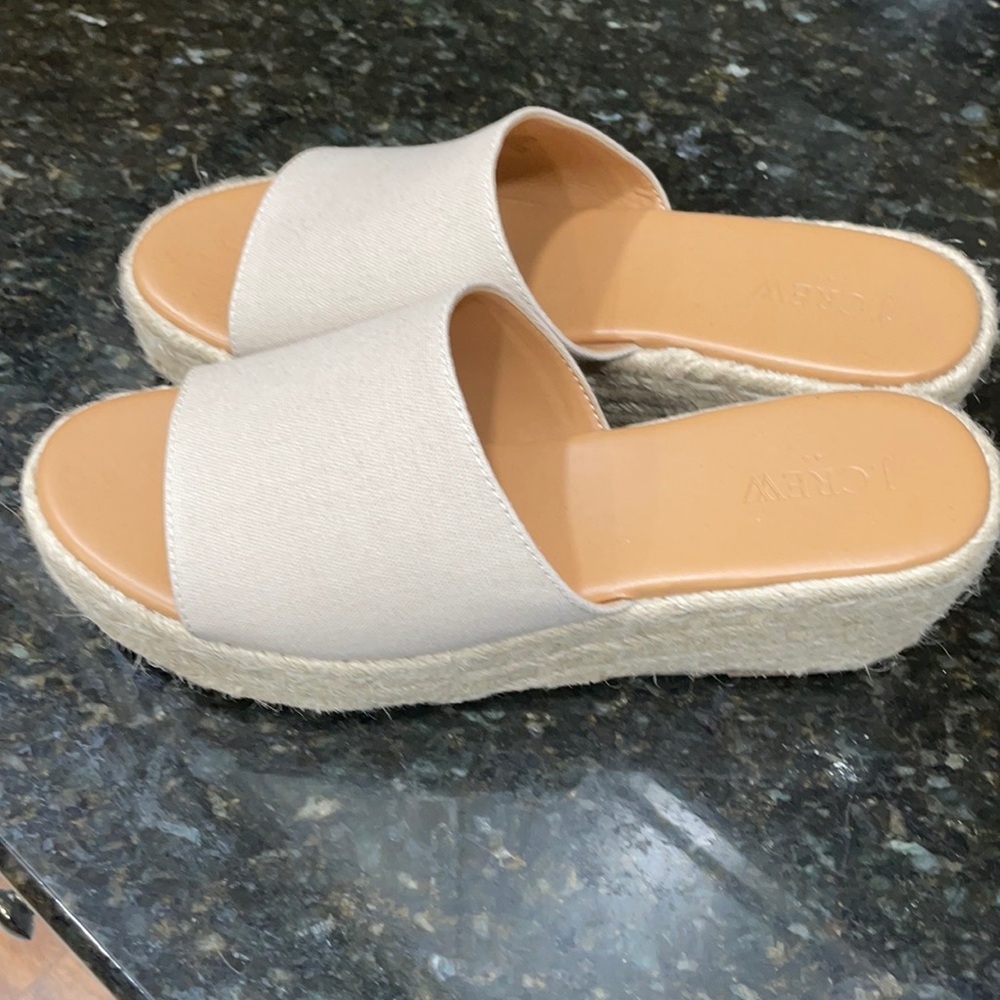 J.crew factory oatmeal straw wedges